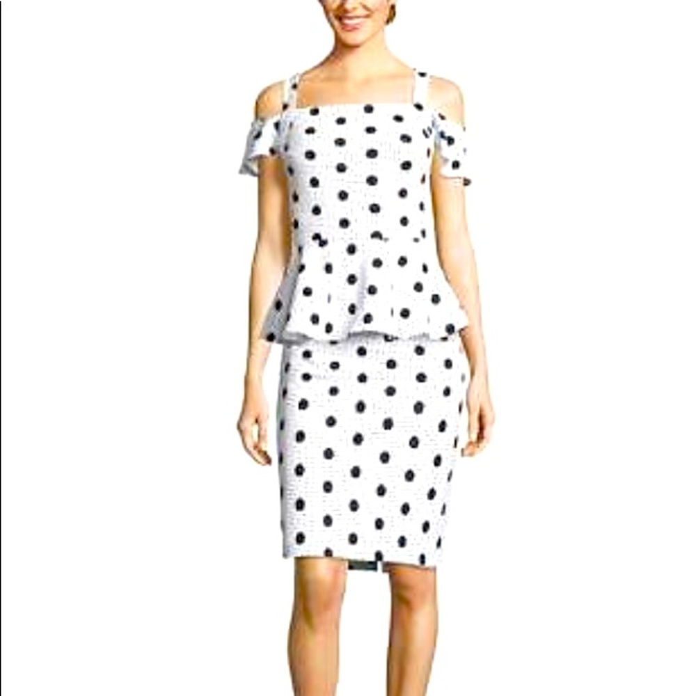 Black and white peplum dress